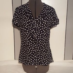 White House Black Market Silk Ruffle Blouse